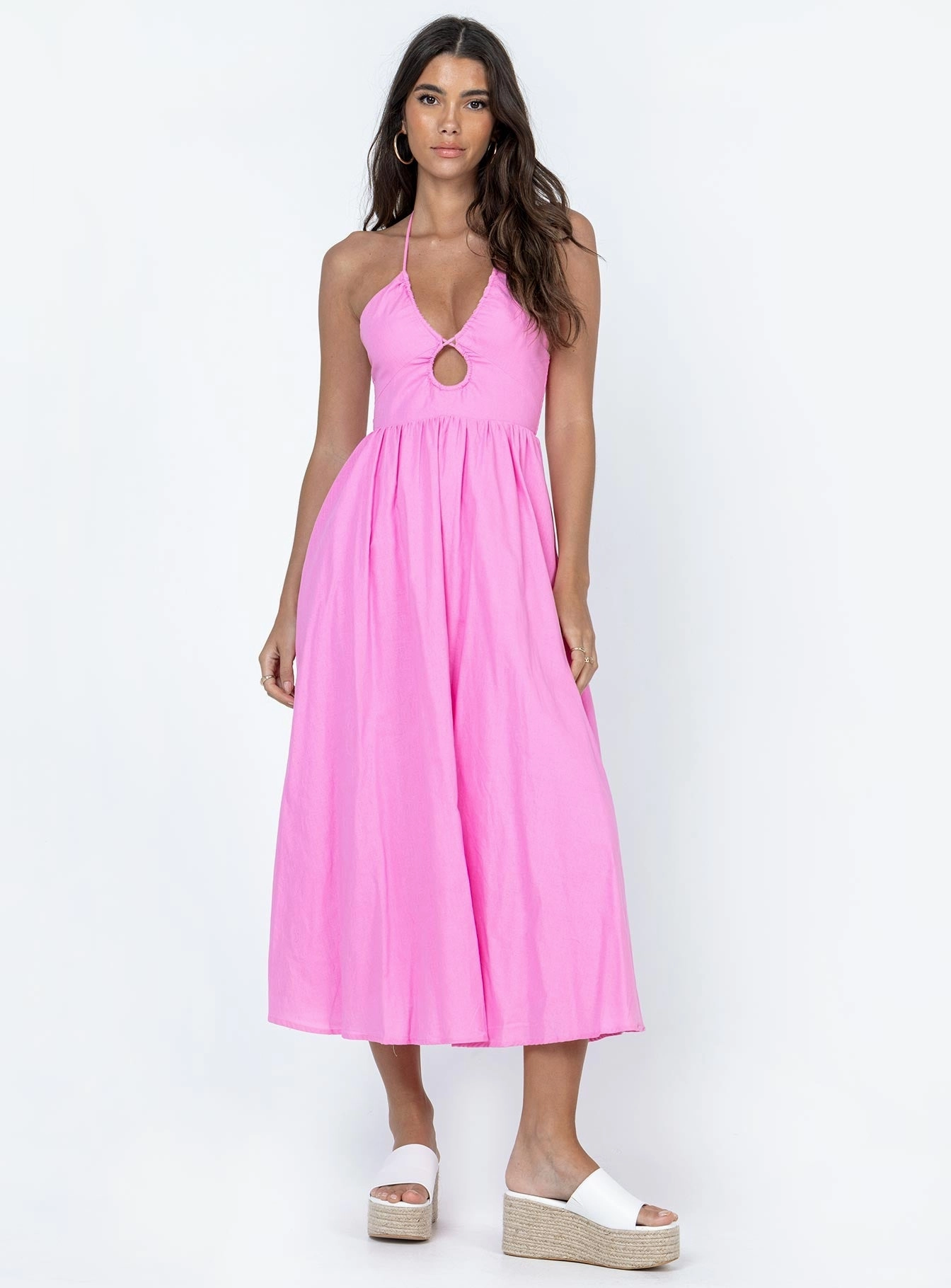 Embroidered-Sleeve Nardin Maxi Dress Pink
