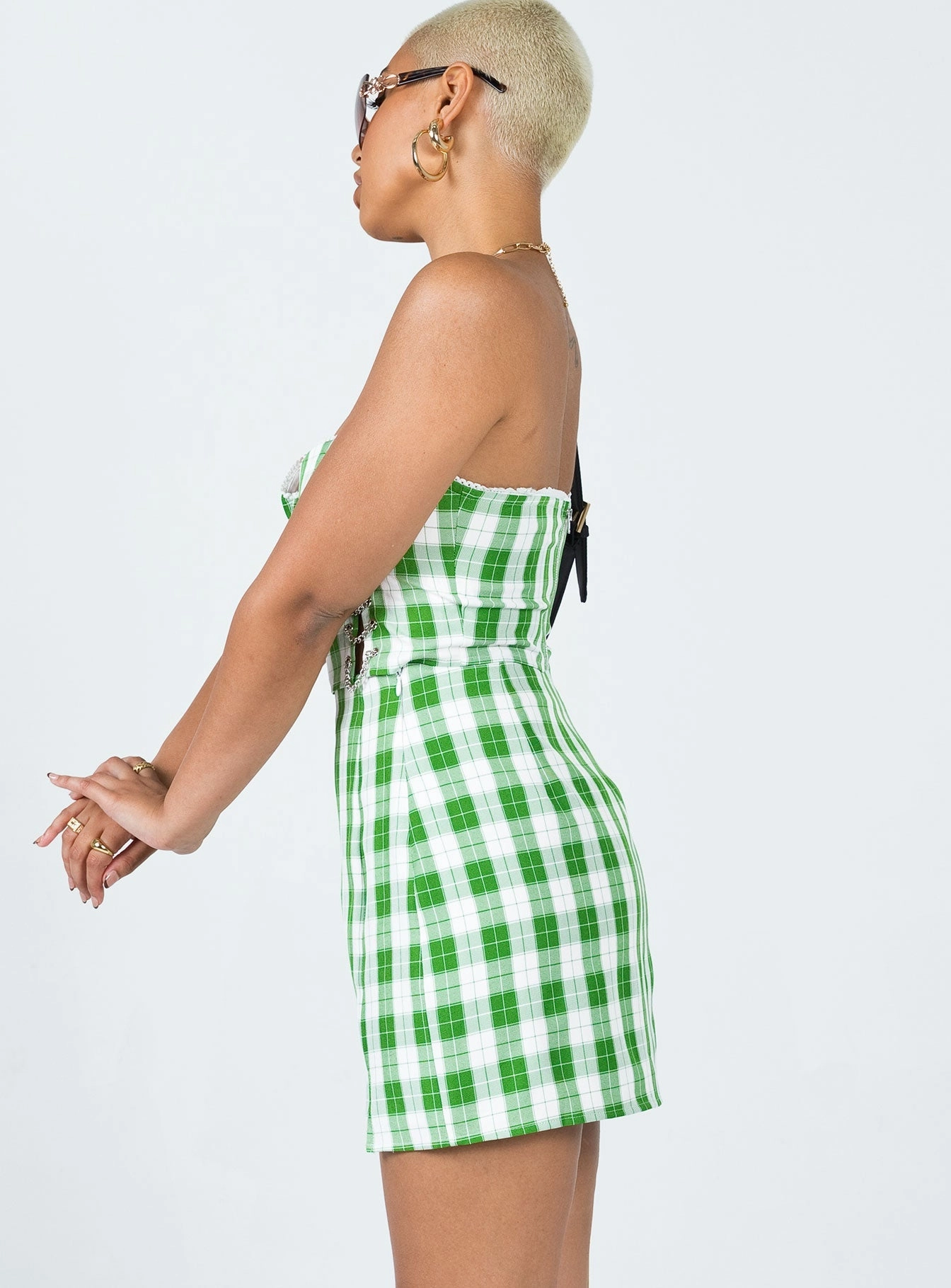 Versatile Fit Shirred Back Natalia Mini Skirt Green