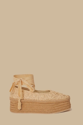 Outdoor Travel Natural Ballerina Espadrille Flatform Sandal