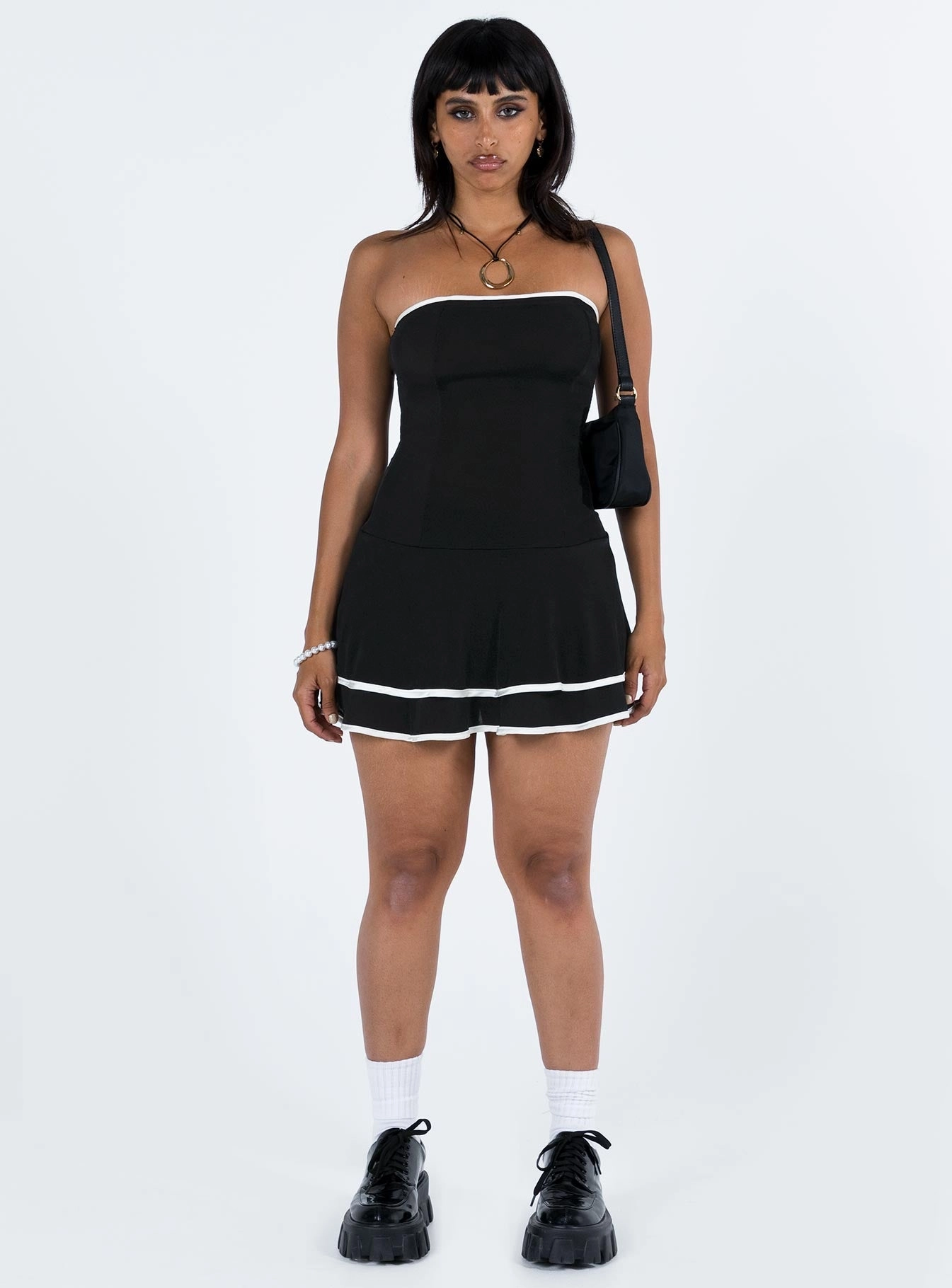 Evening Event Polished Cut Samira Strapless Mini Dress Black