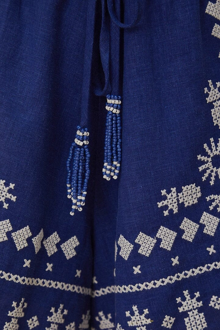 Mood Match Navy Blue Embroidered Shorts