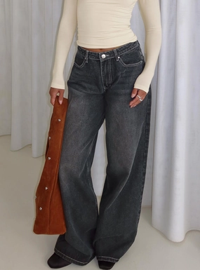 Naylor Wide Leg Jeans Grey Wash Fashion Lover Classic Wear Modern Minimalist