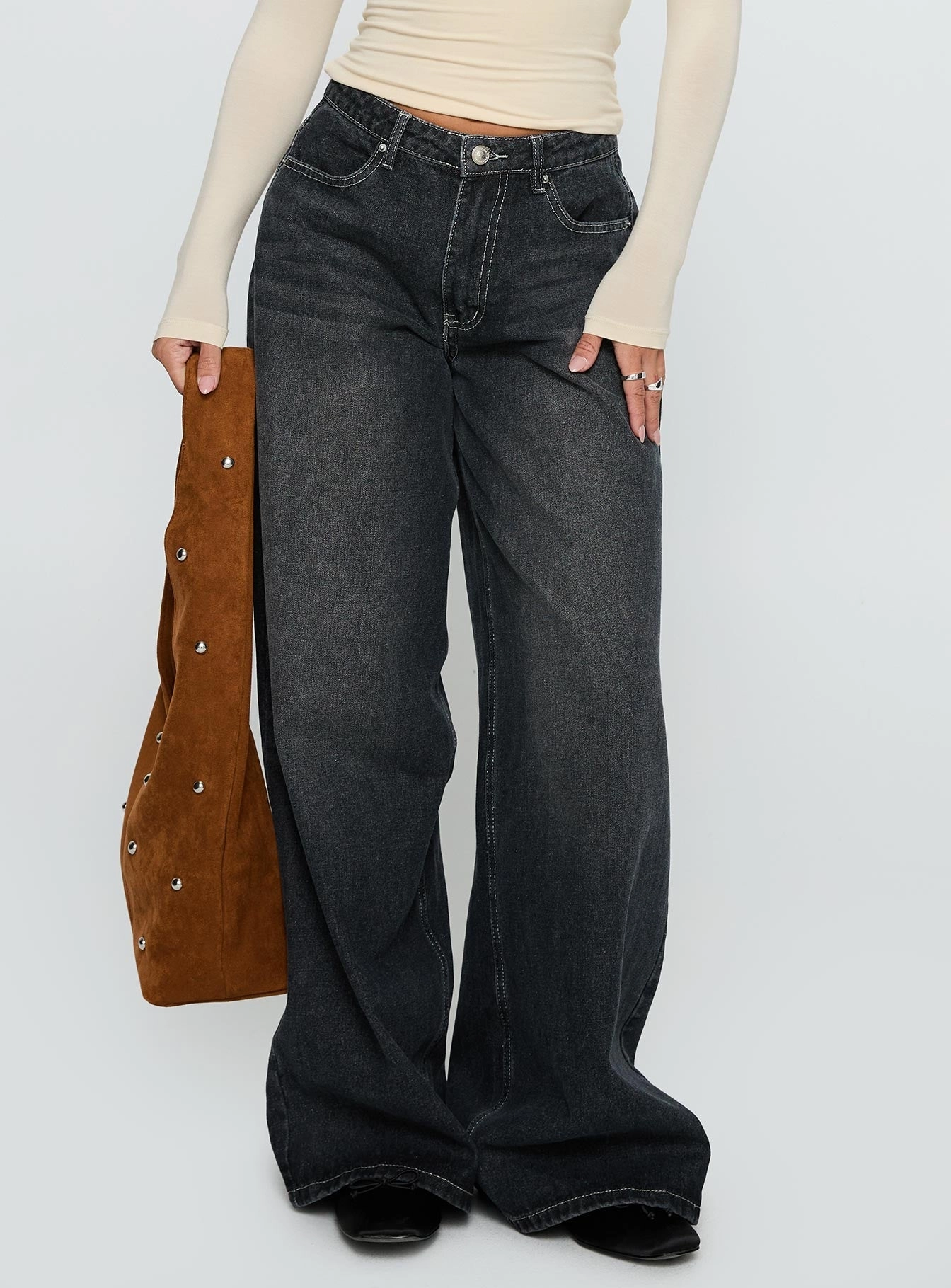 Naylor Wide Leg Jeans Grey Wash Wardrobe Choice