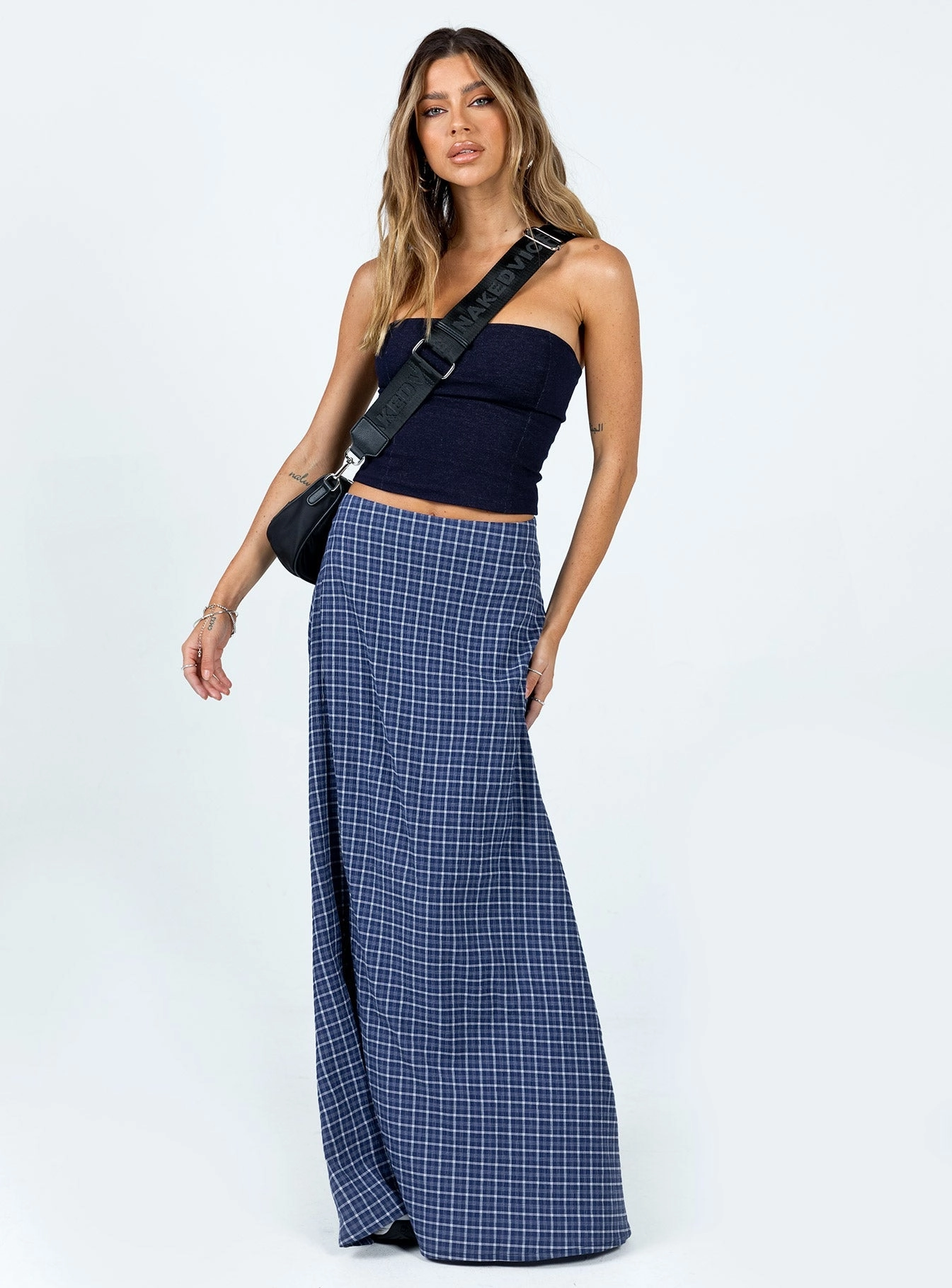 Janee Maxi Skirt Navy Minimalist fashion