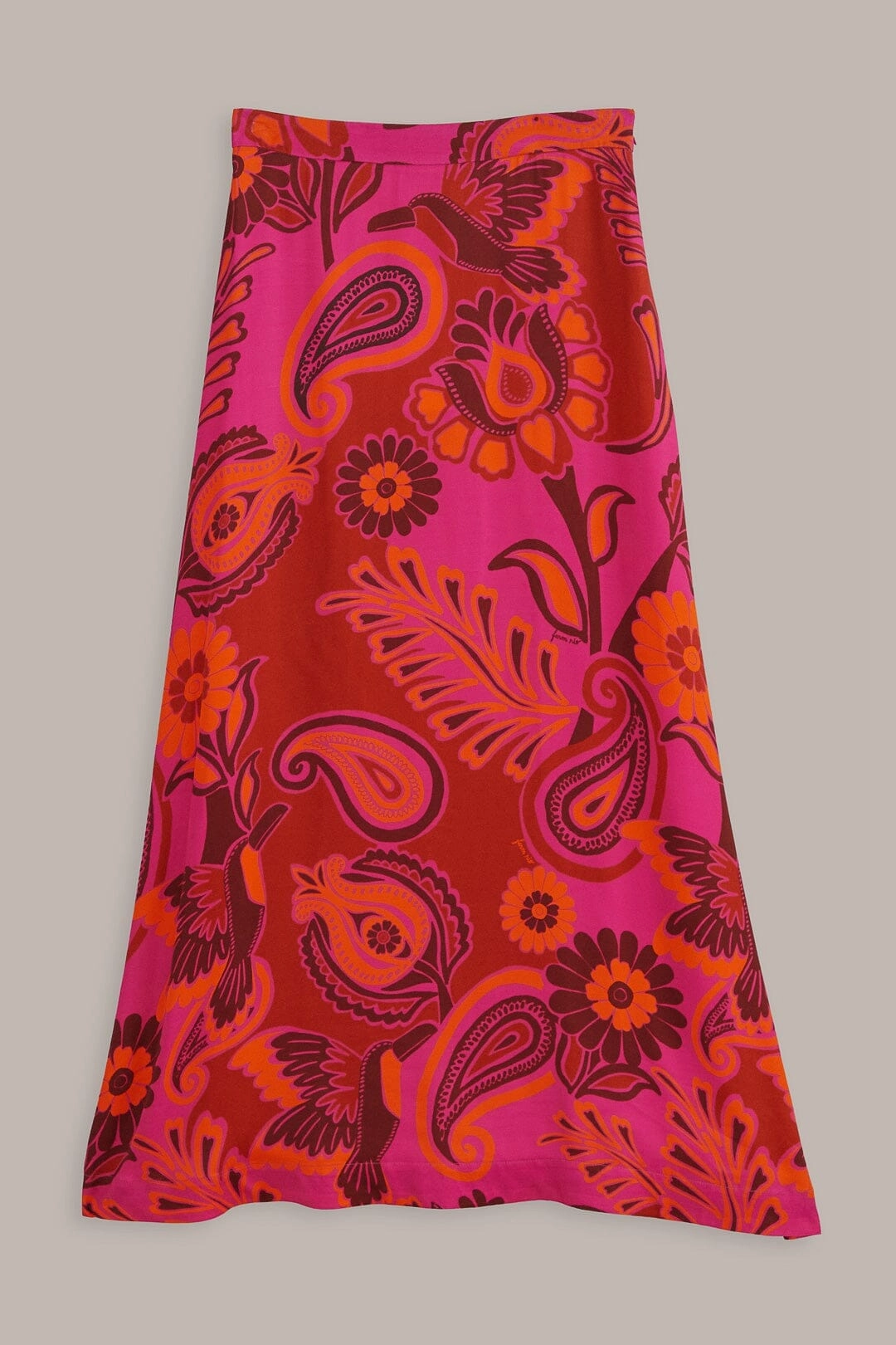 Pink Bold Floral Satin Maxi Skirt All Season Wear