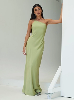 Texture Play Nehemiah One Shoulder Maxi Dress Green