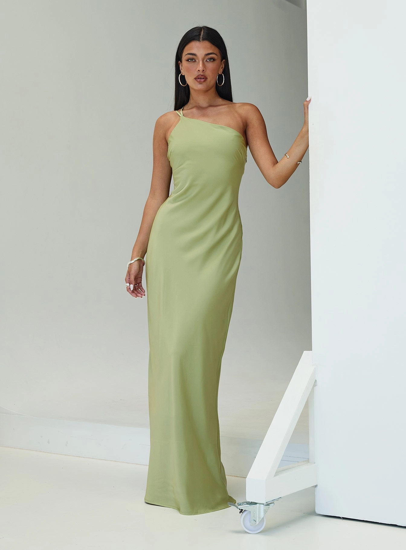 Pure Piece Nehemiah One Shoulder Maxi Dress Green