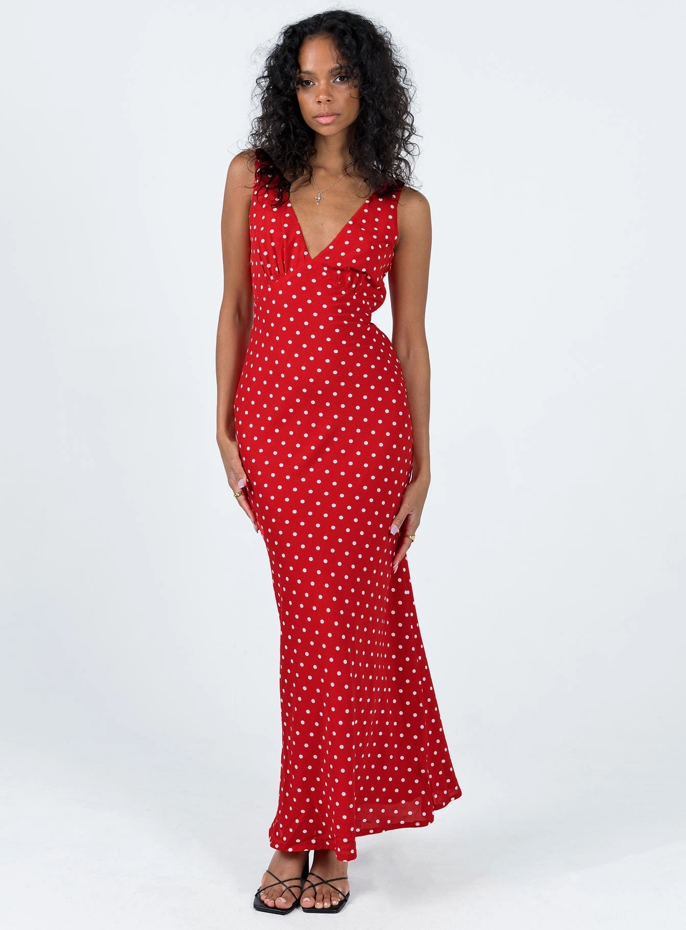 Nellie Maxi Dress Red Polka Dot Smooth Surface Youthful Mood