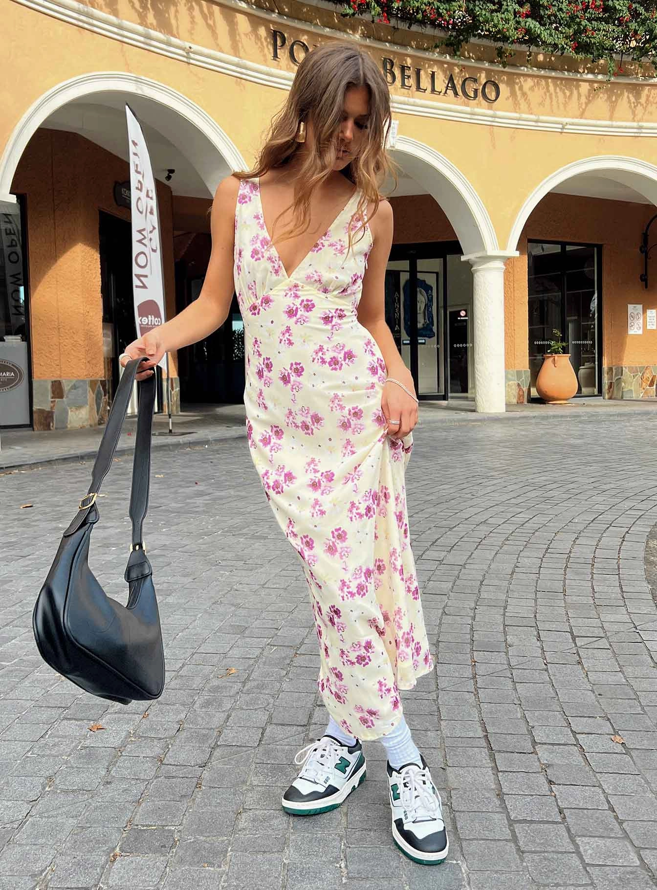 Nellie Midi Dress Yellow Floral Petite Smart Layer Wear Chic Layers
