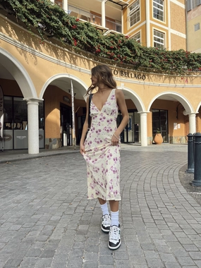 Nellie Midi Dress Yellow Floral Petite Simple Profile Slim Form