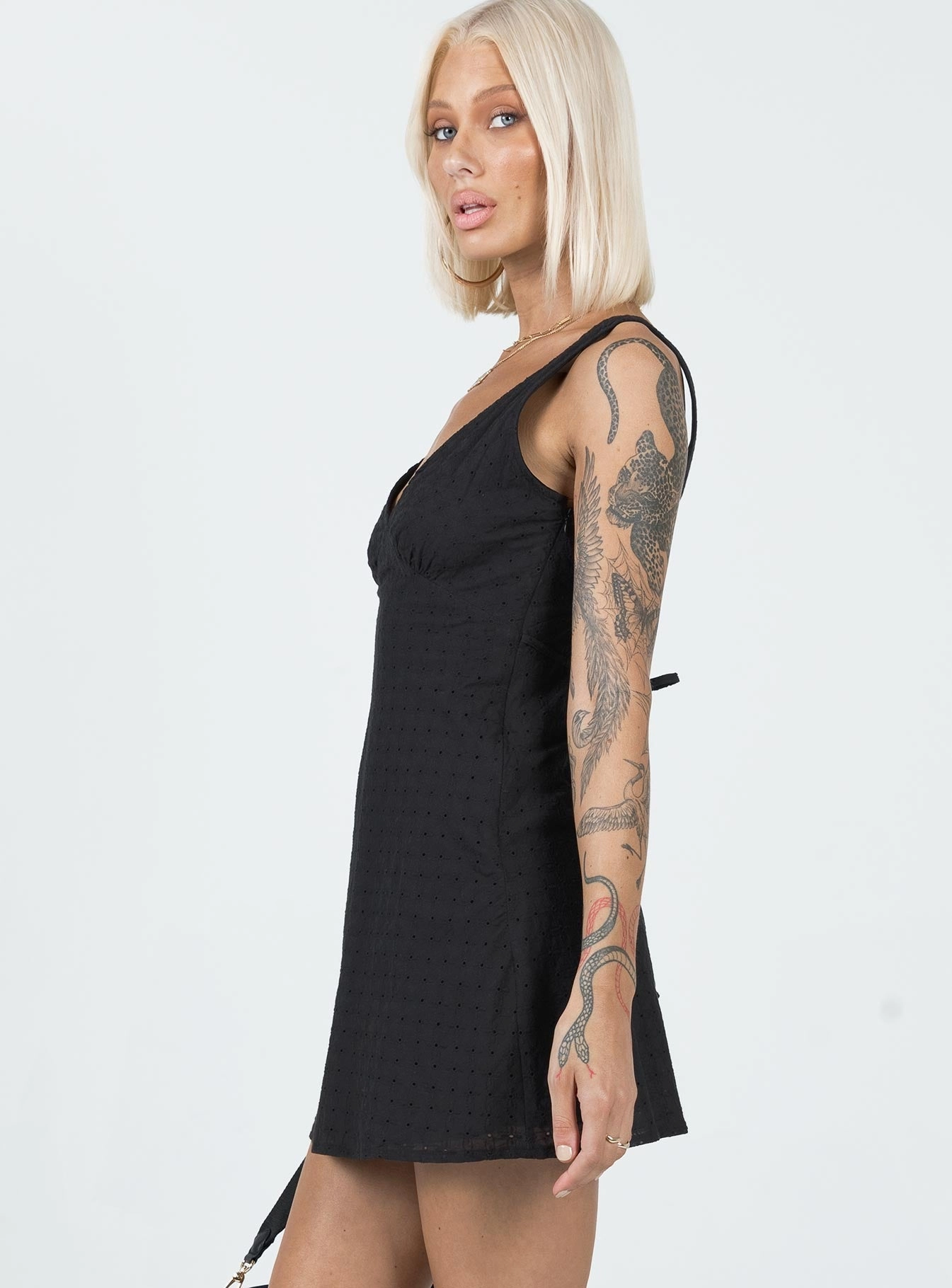 Nellie Mini Dress Black Anglaise Bright Bloom