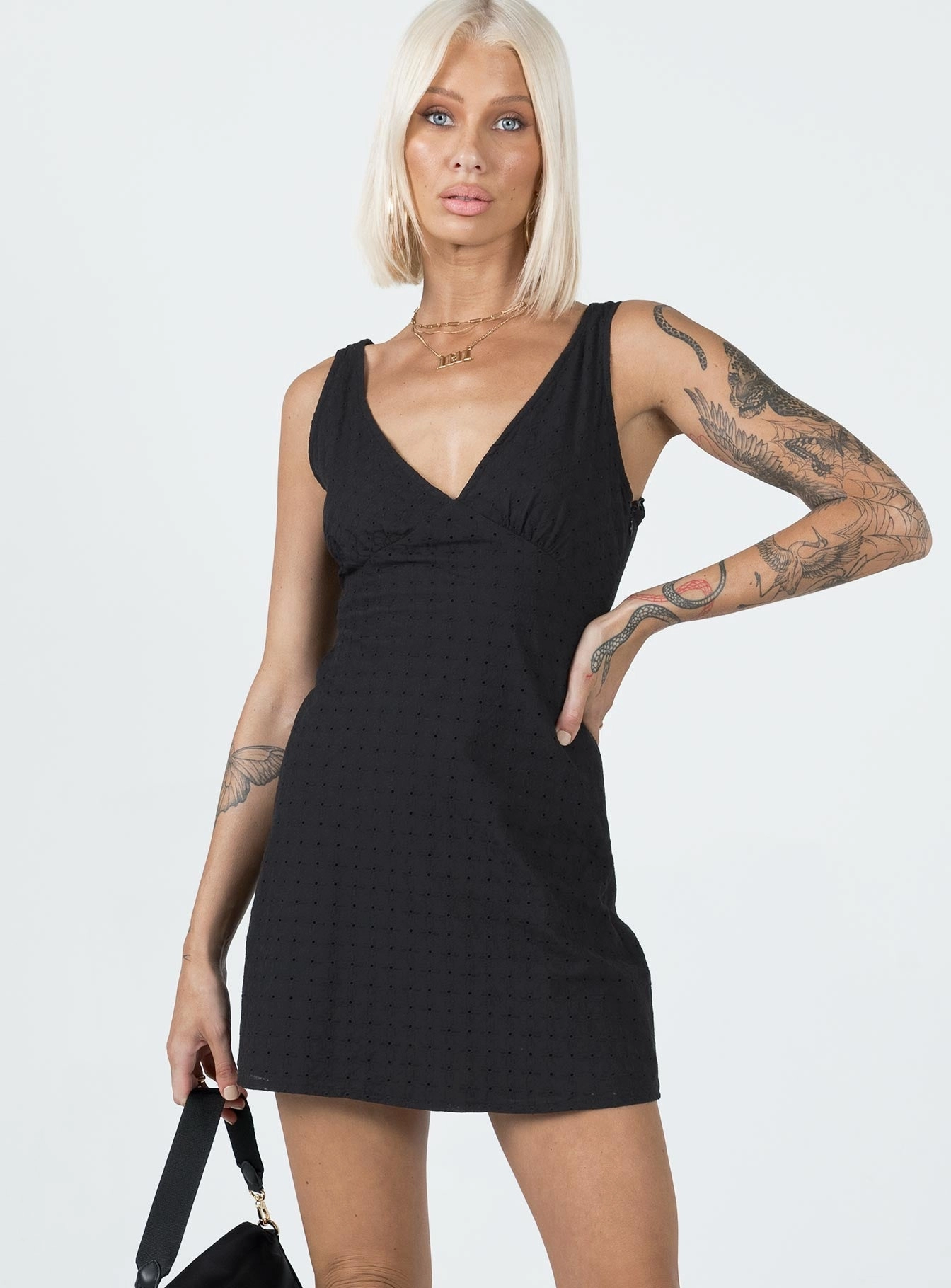 Natural Form Nellie Mini Dress Black Anglaise