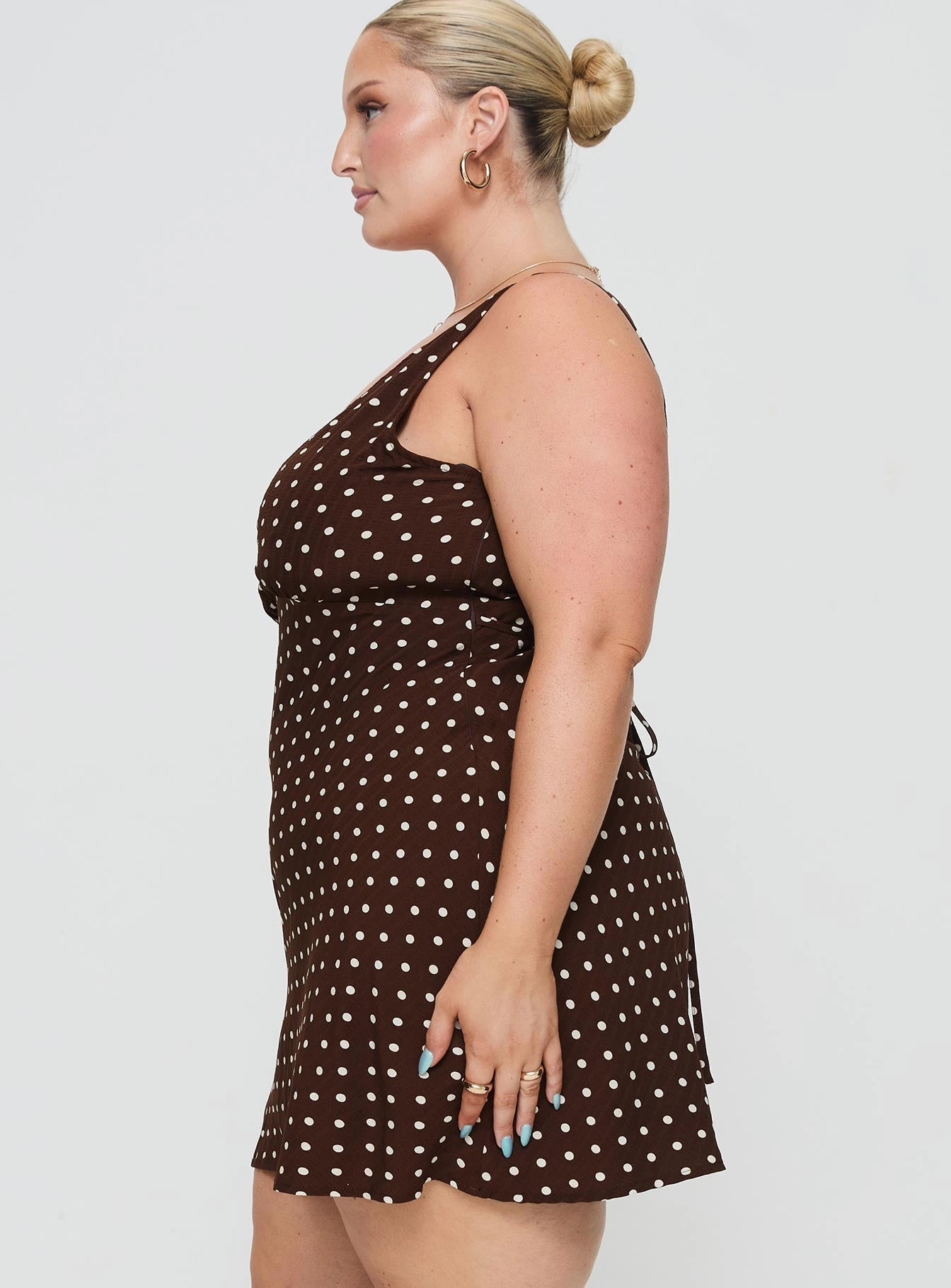 Nellie Mini Dress Brown Polka Dot Curve Dreamy Layers Cozy Design