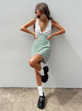 Travel-friendly Nellie Mini Dress Mint Polka Dot