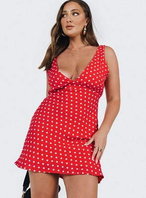 Silky Shape Bold Statement Nellie Mini Dress Red Polka Dot