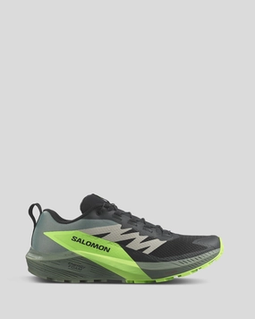 Men's Salomon Sense Ride 5 Trail Running Shoes - Black/Laurel Wreath/Green Gecko bold - patterns - style shoes