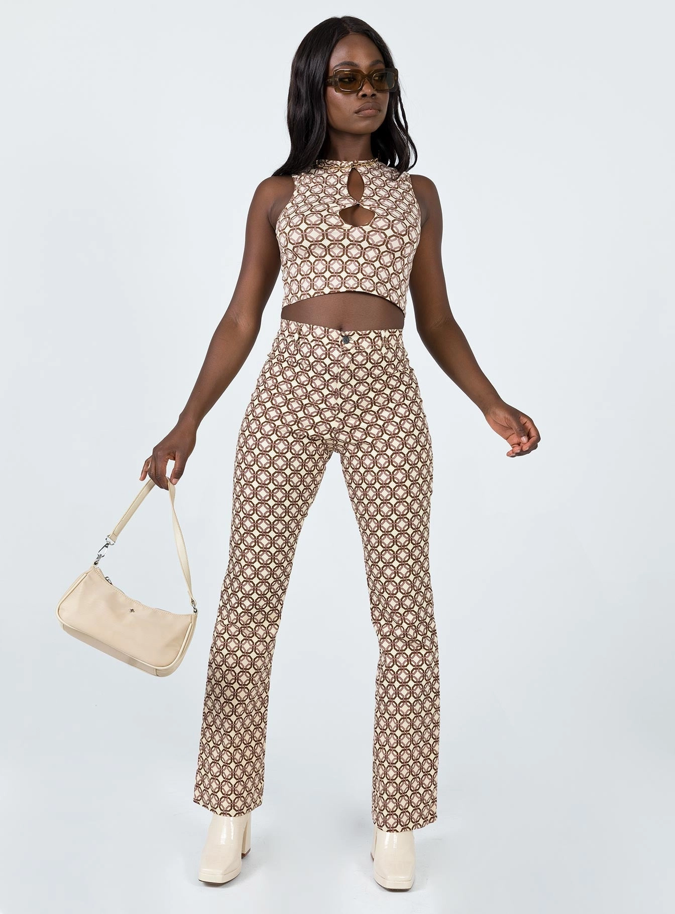 Motel Zoven Trouser Chain Tangle Beige ElasticCuffs Tough Style