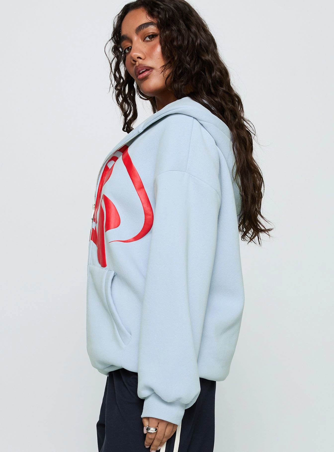 Chill Look Starblazer Zip Up Graphic Hoodie Blue / Red
