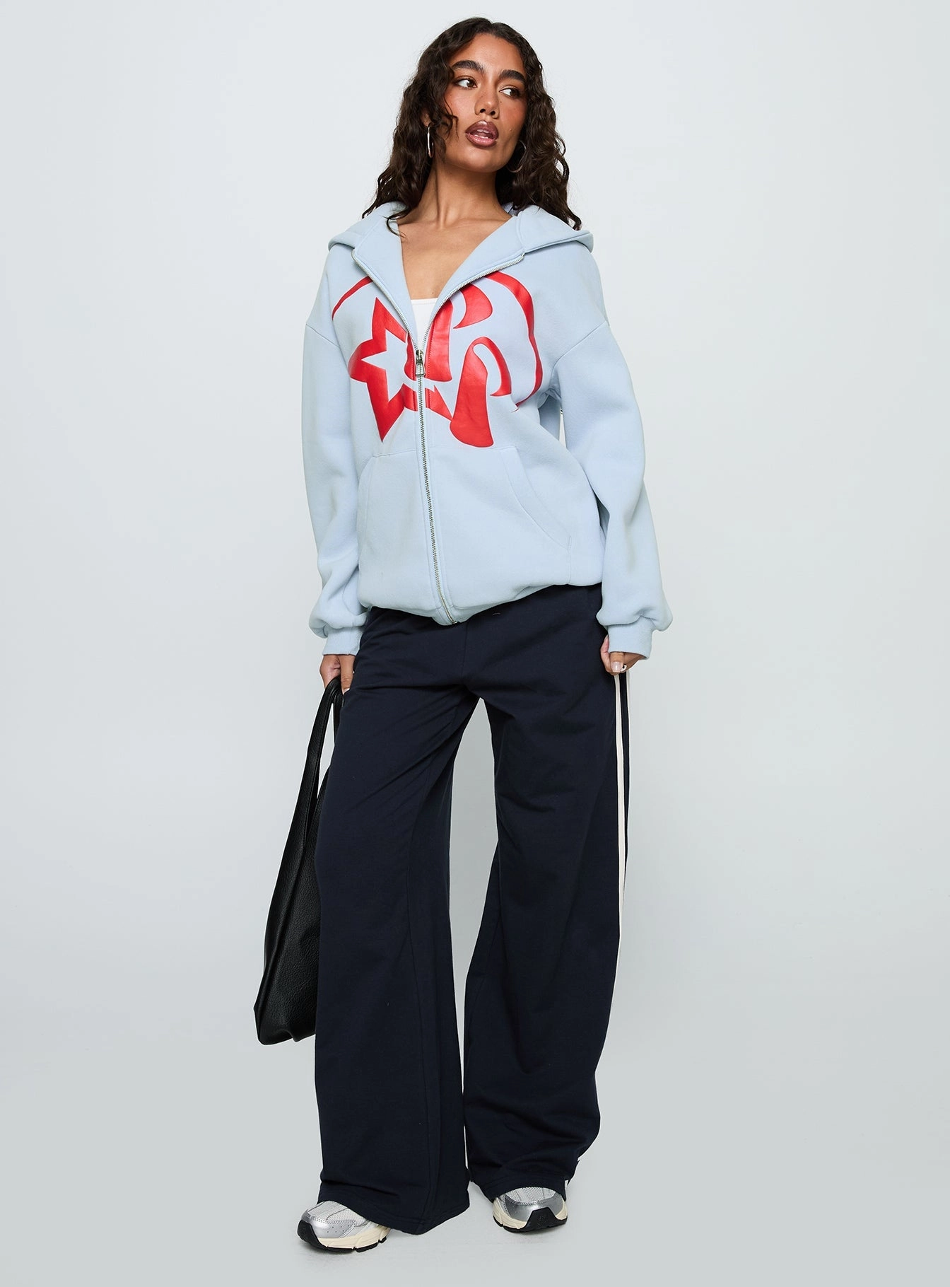 Seamless Side Panels Starblazer Zip Up Graphic Hoodie Blue / Red