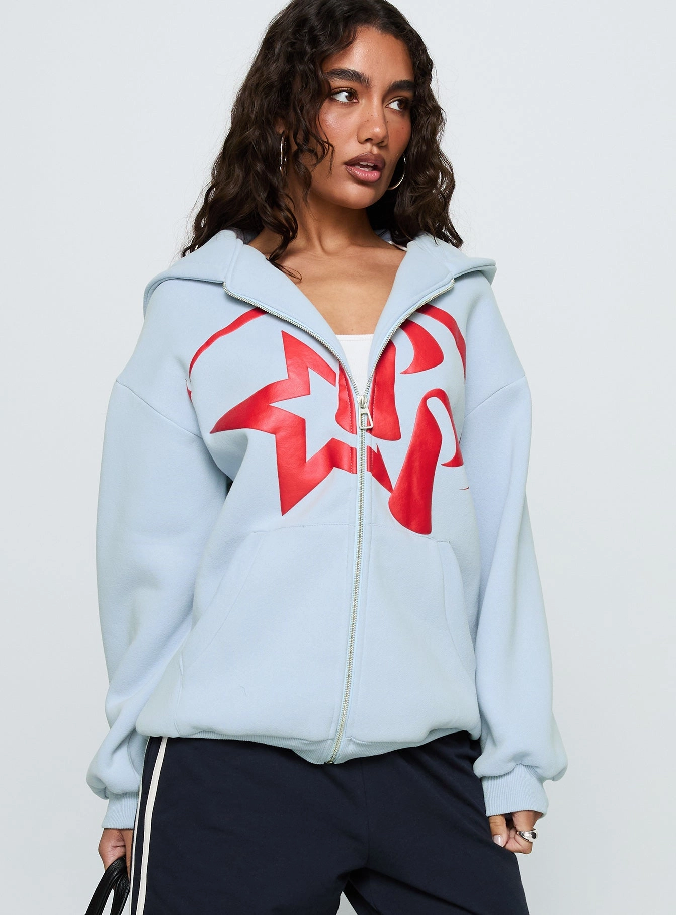 Moose like Starblazer Zip Up Graphic Hoodie Blue / Red