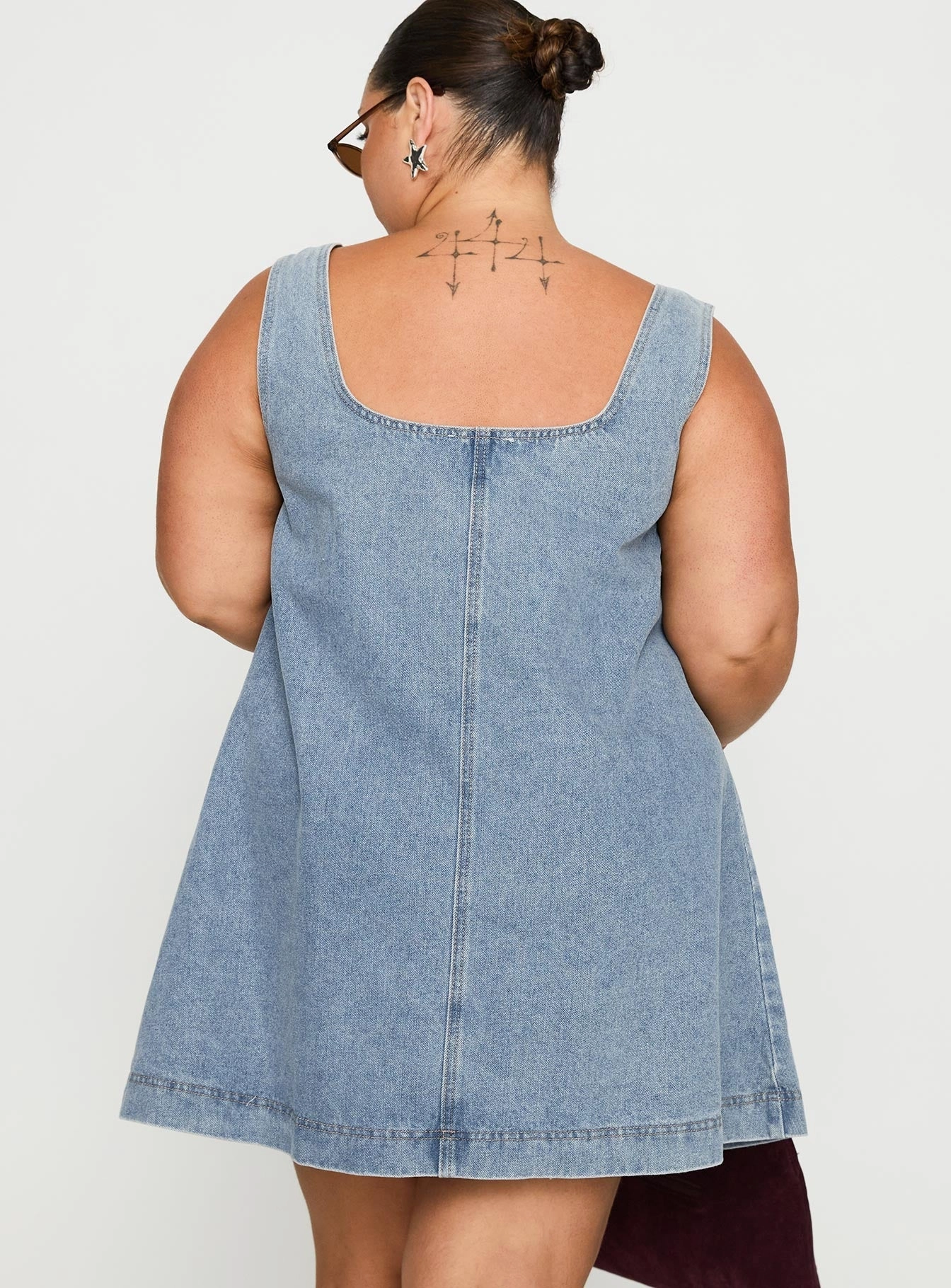 State Of Mind Mini Dress Blue Denim Curve Soft and Light