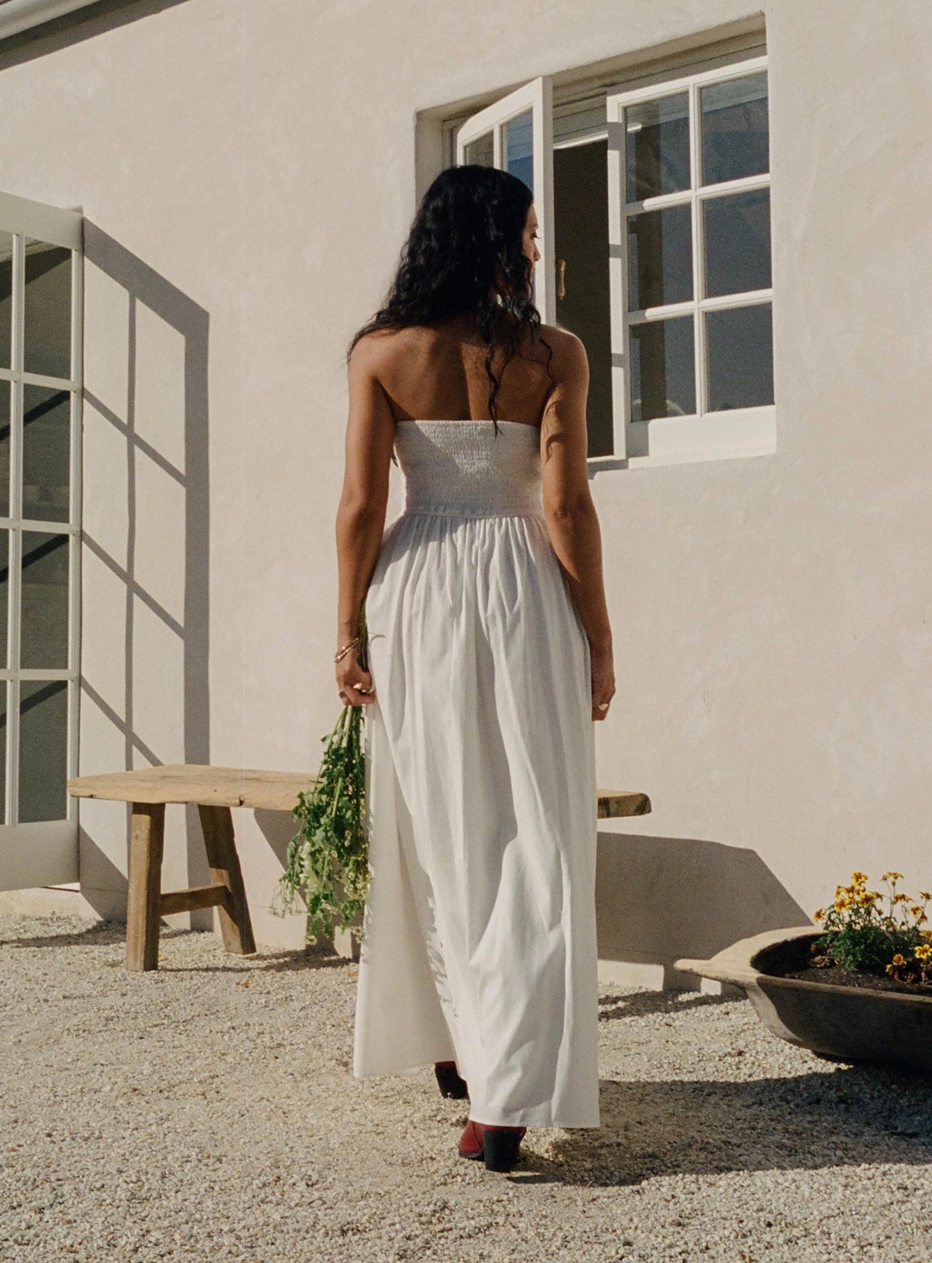 Casual event outfit Spring-Season Nicia Strapless Maxi Dress White