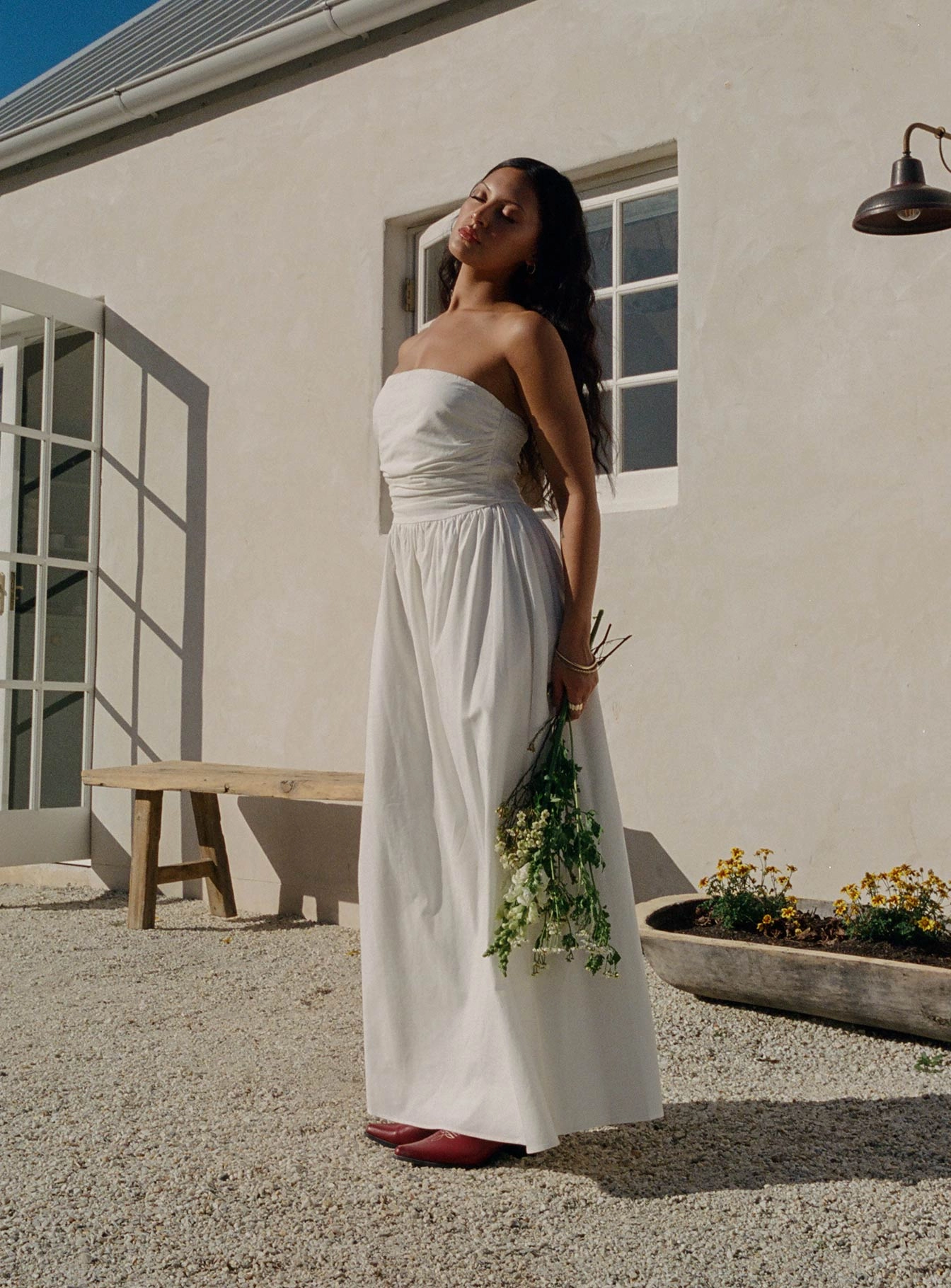 Cozy Comfort Nicia Strapless Maxi Dress White