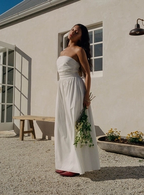 Cozy Comfort Nicia Strapless Maxi Dress White