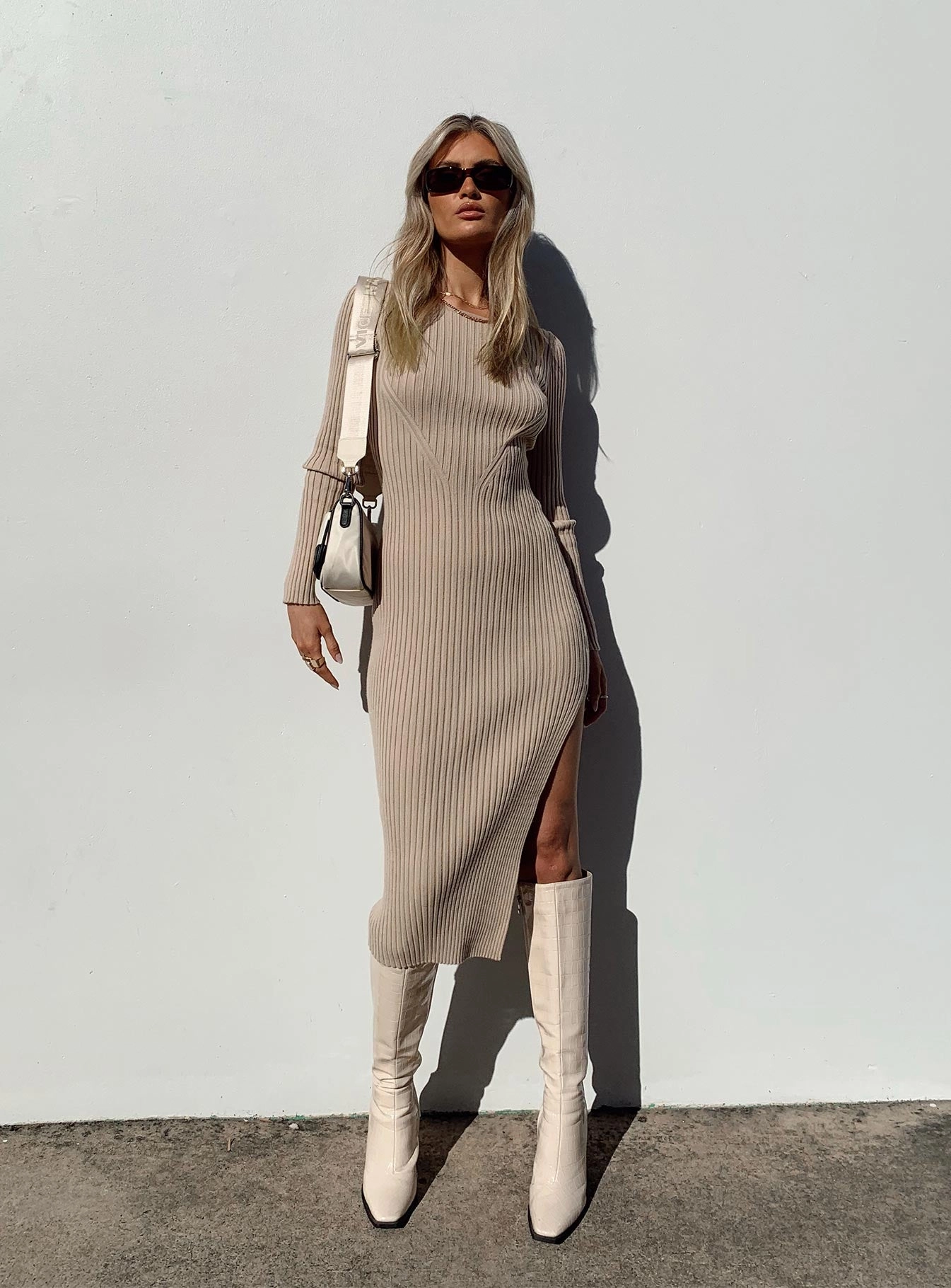 Nicky Midi Dress Beige Daily Form