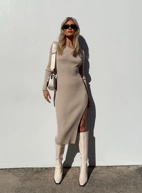 Nicky Midi Dress Beige Daily Form
