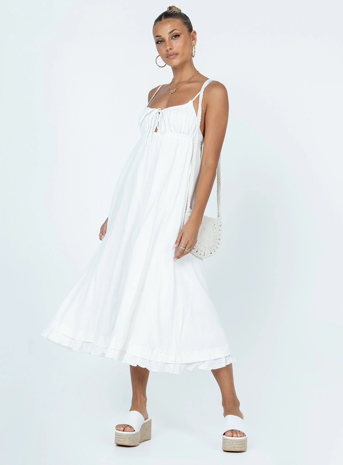 Empress Of Love Maxi Dress White Boat-Neck Easy Pretty
