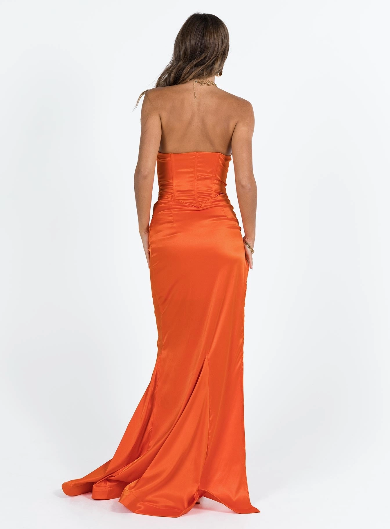 Tyree Strapless Maxi Dress Orange Tassel-Detail Smooth Wear