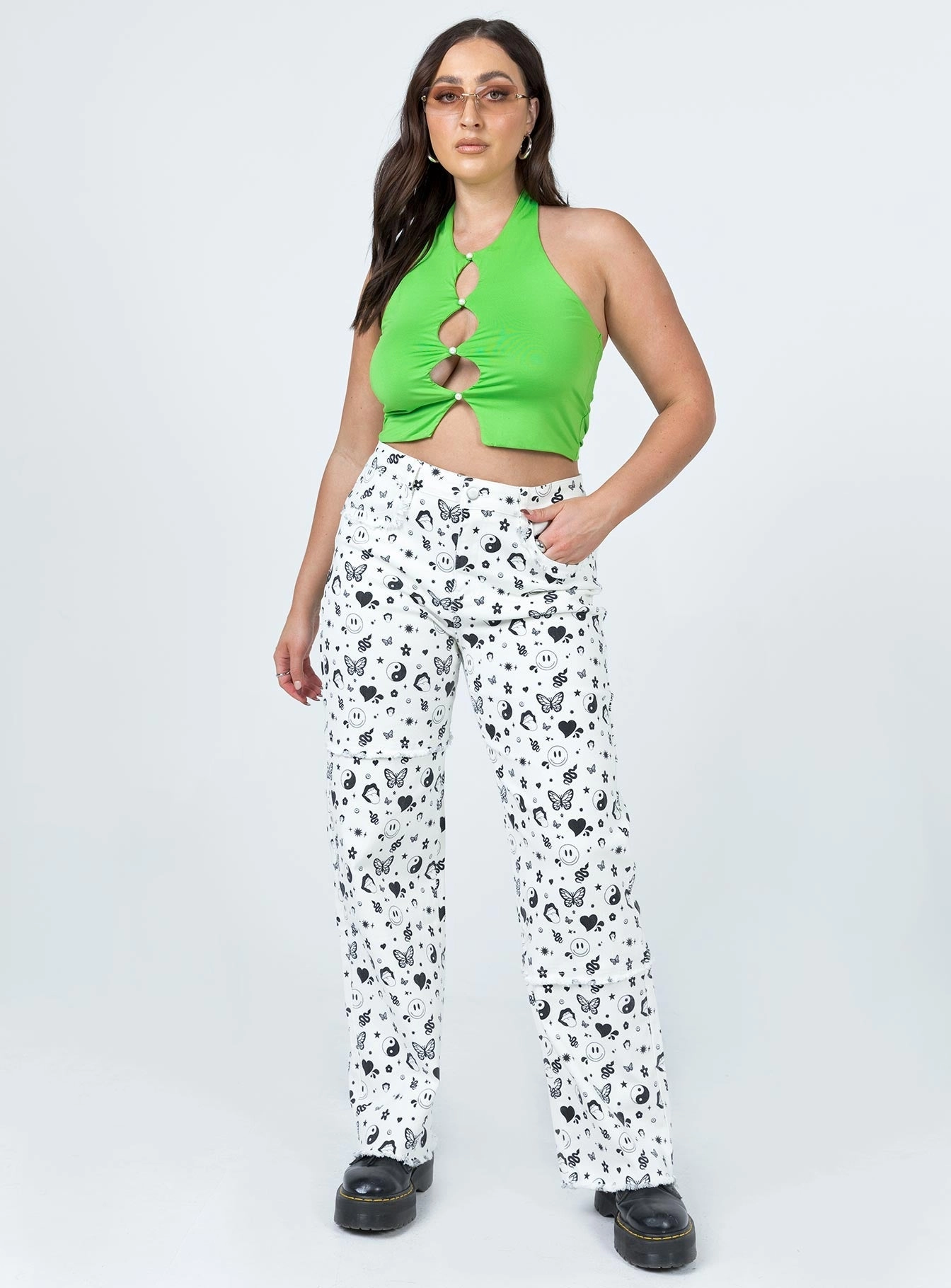 Love Me Not Denim Jeans White Reinforced Pockets Sustainable Evening Stroll Casual