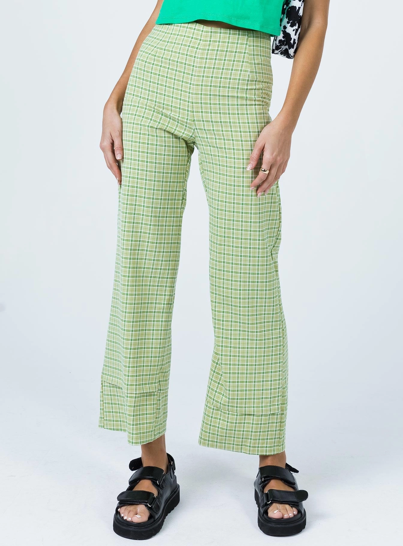 Cuffed hem Euros Pants Lime Green