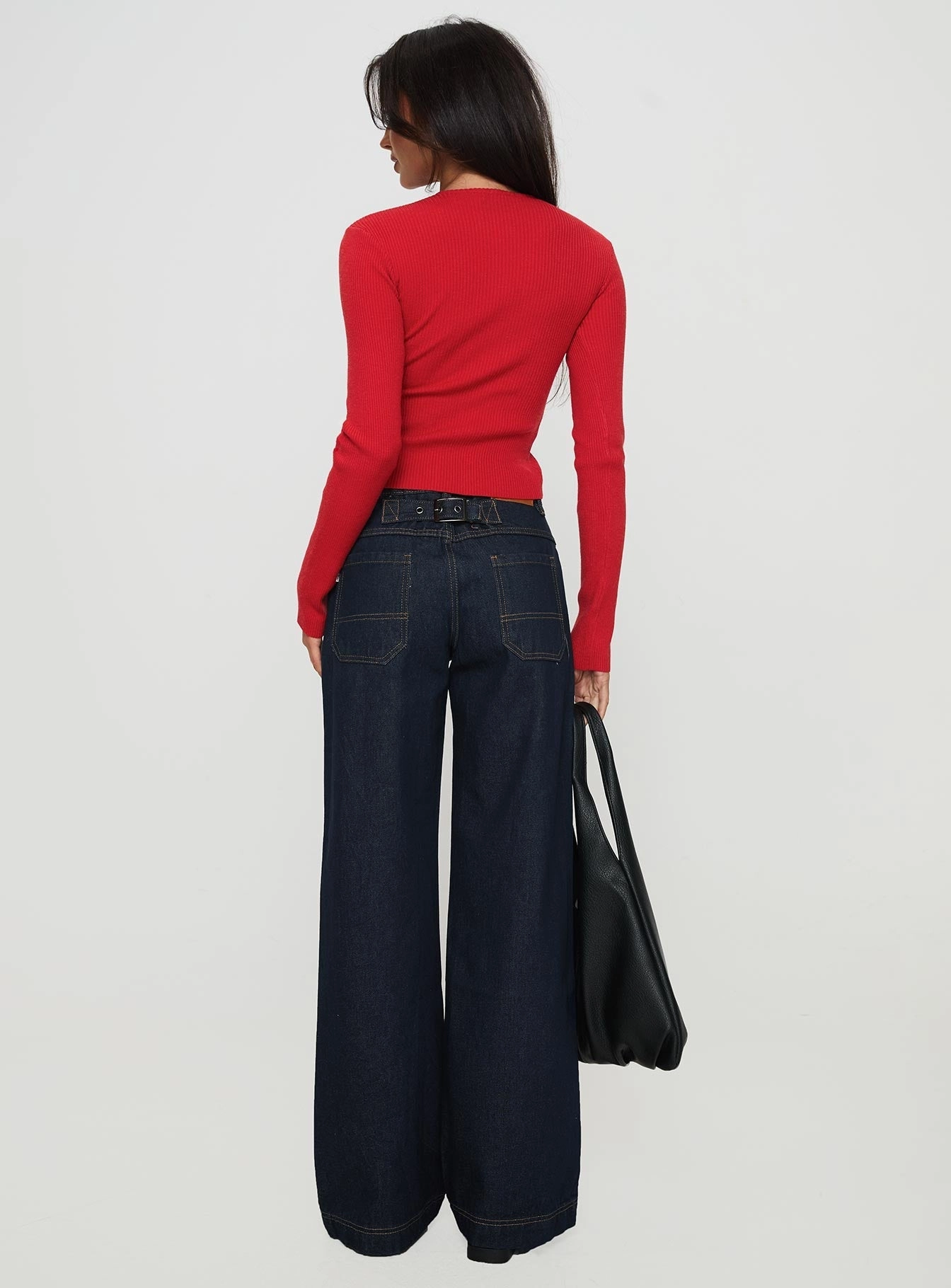 Timeless casual Jankins Mid Rise Baggy Jeans Dark Blue Wash