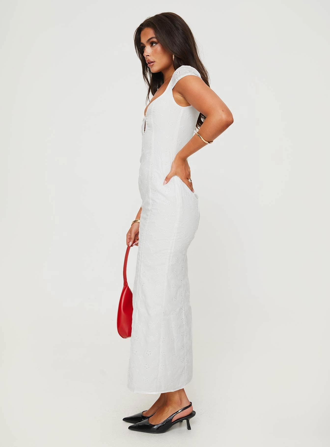 Trendy Tailoring Tonal-Panel Noelani Maxi Dress White