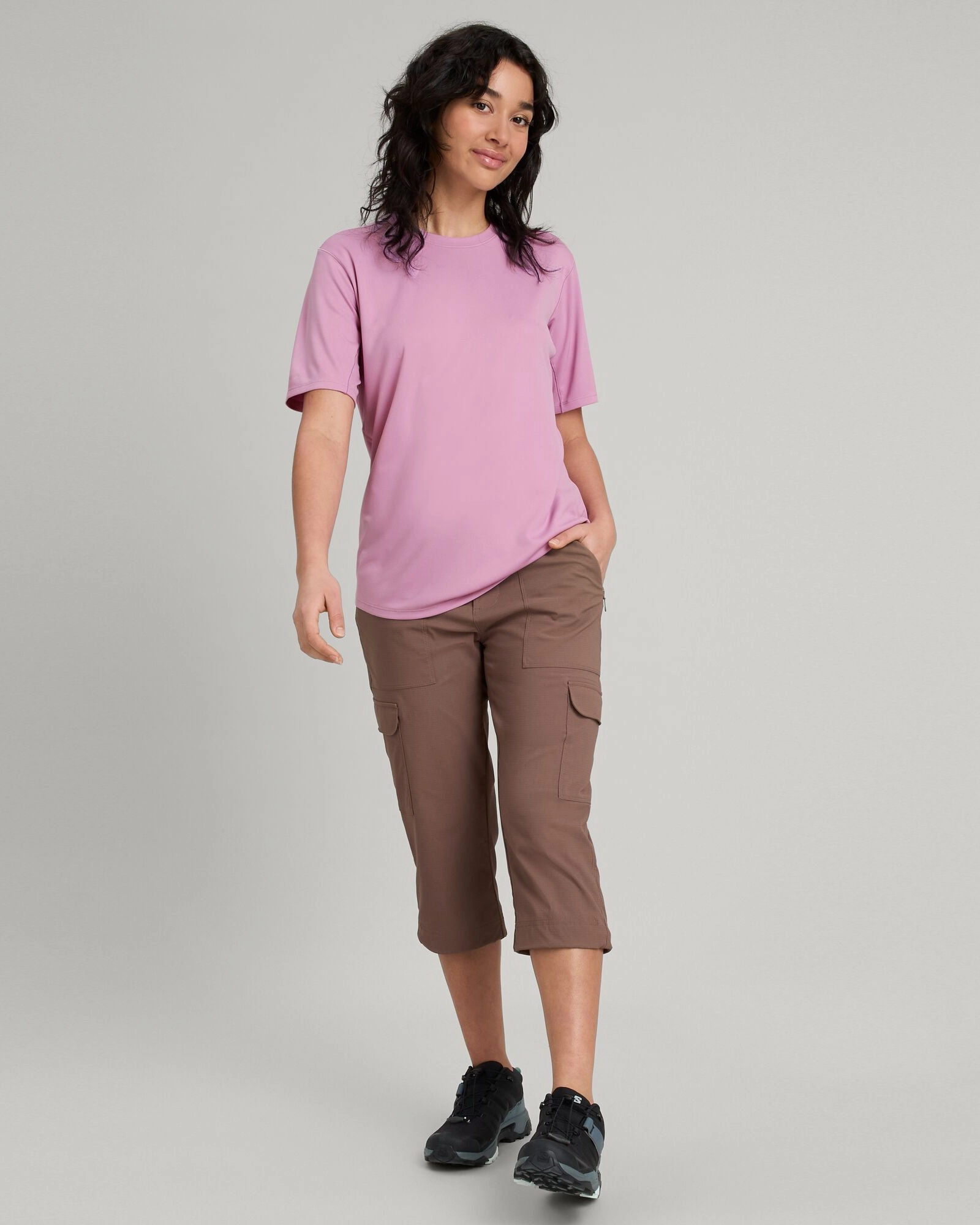 Women's Miro 3/4 Pants - Taupe Breathable mesh design Flexible Waistband