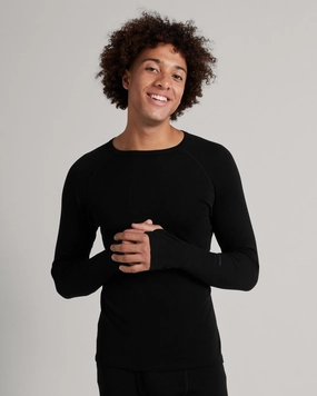 Body Adaptive Fit Low Profile Design Men's KMDMerino Baselayer Long Sleeve Top - Black