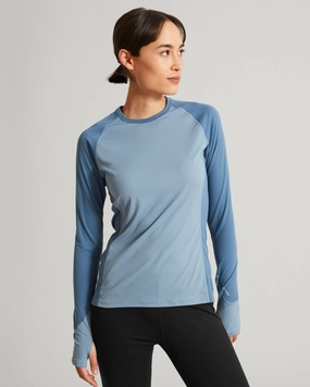 Wicking Inner Layer Moisture Wicking Technology KMDAction Women's Long Sleeve Top - Moonlight/Bluehaze