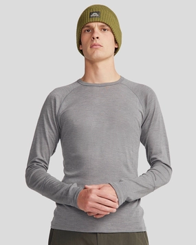 High Density Weave Thermal Insulation Layer Men's KMDMerino Baselayer Long Sleeve Top - Grey Marle