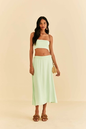 Flexible Material Light Edge Mint Midi Skirt