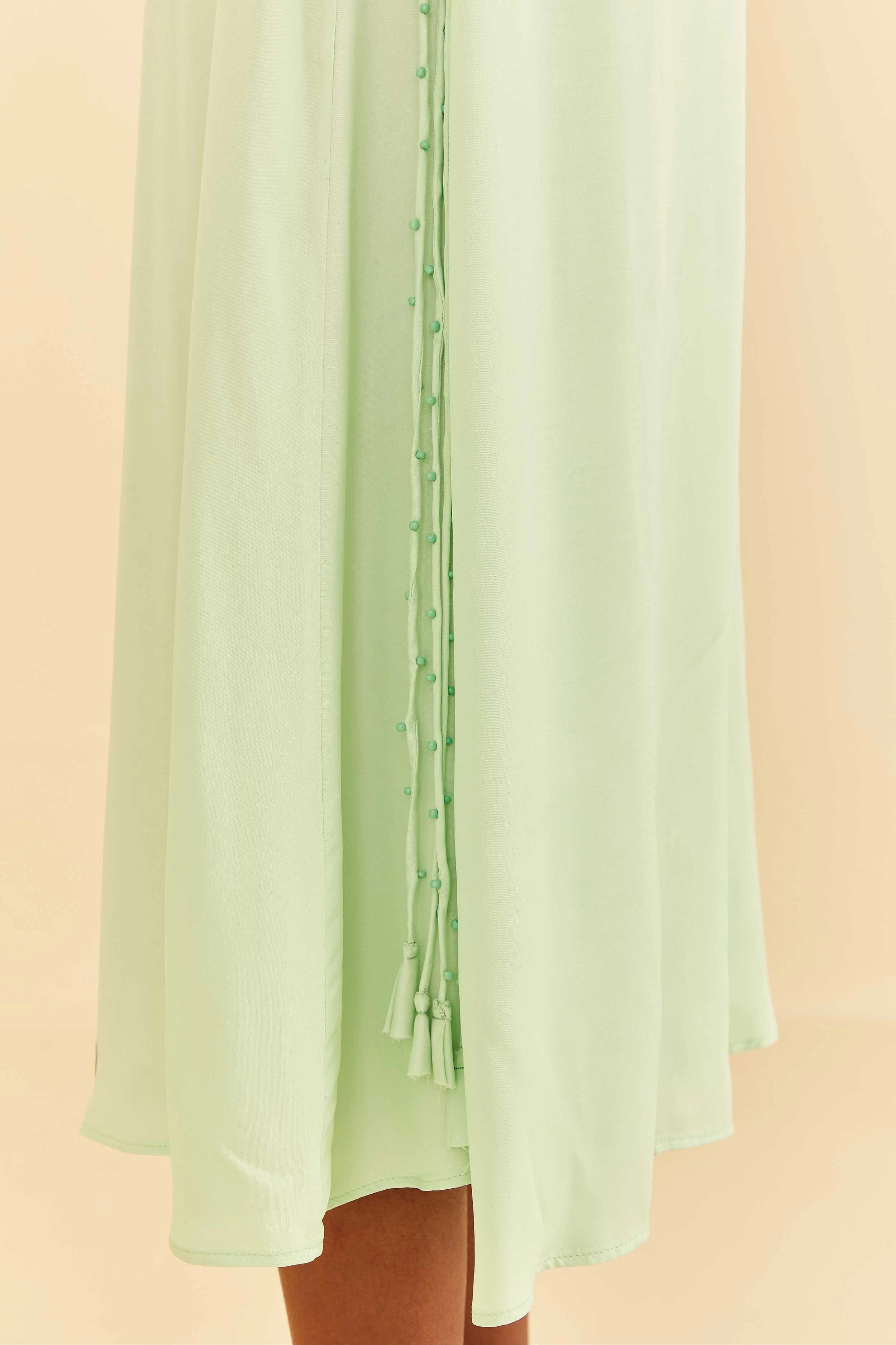 flowy silhouette Simple Comfort Mint Midi Skirt