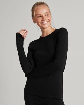 Low Bulk Material Women's KMDMerino Baselayer Long Sleeve Top - Black
