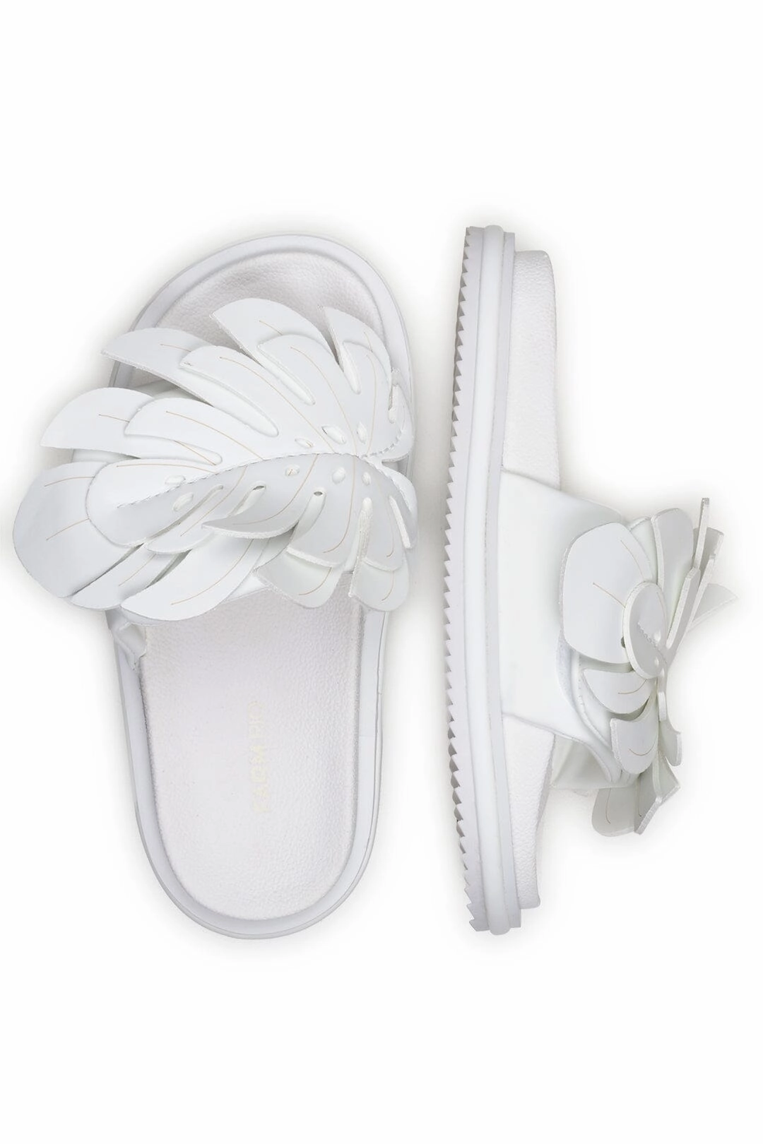 Slip Off Wardrobe Staple WHITE MONSTERA ANATOMIC SLIDE SANDAL