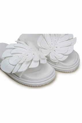 Travel Ready Padded collar WHITE MONSTERA ANATOMIC SLIDE SANDAL