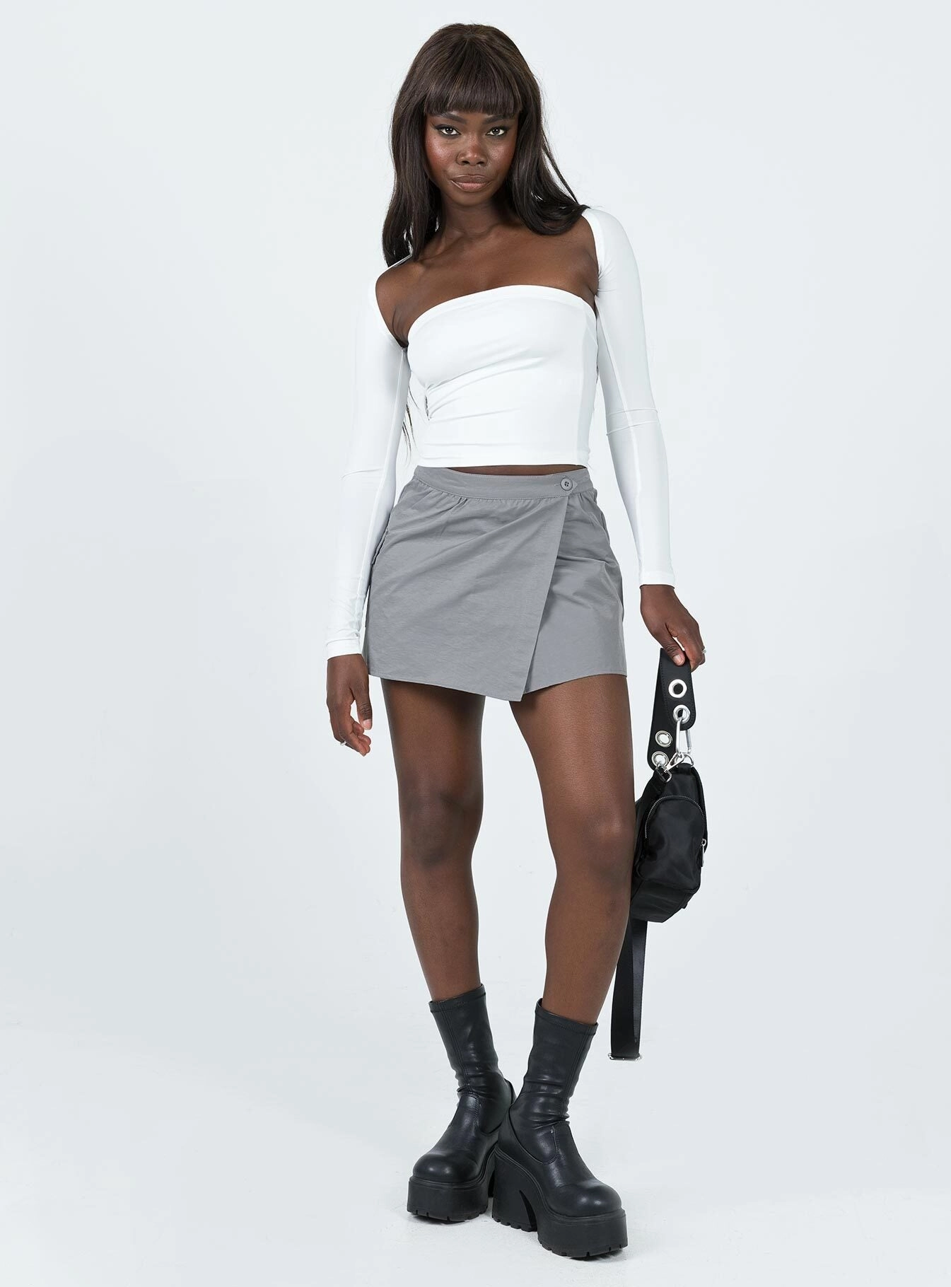 Not Going Home Mini Skirt Grey Laidback Mood Elegant Look