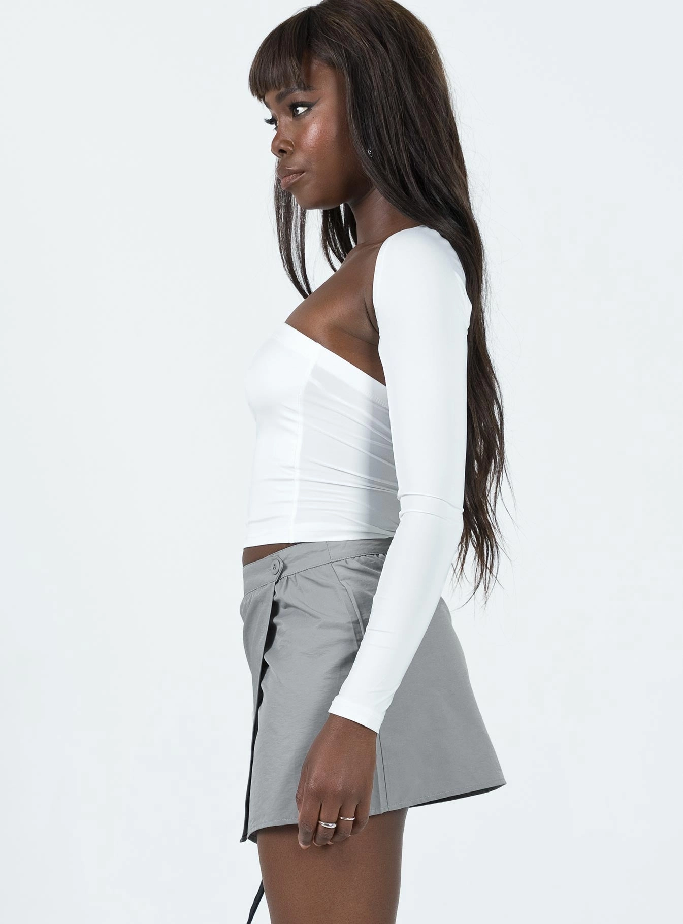 Roll Up Fasten Glamorous Appeal Not Going Home Mini Skirt Grey