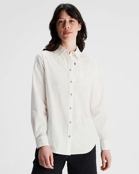 Women's Sun Breaker Long Sleeve Shirt - White Polka Dot Stretch Material