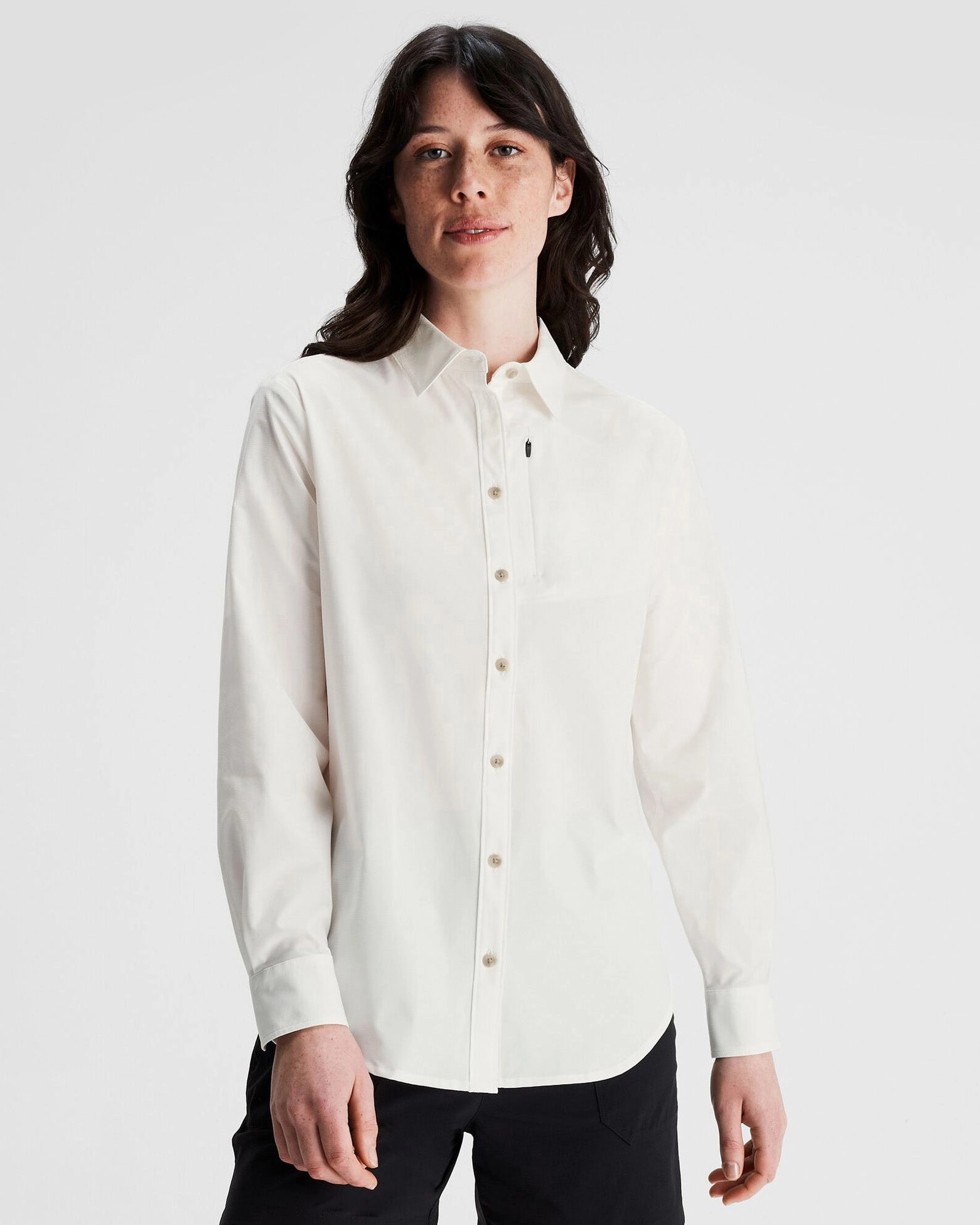 Odor Control Fabric Women's Sun Breaker Long Sleeve Shirt - White