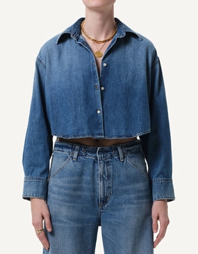 Citizens of Humanity Ana Cropped Shirt Plus Size Neutral Colors